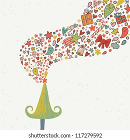 Holiday cartoon background. New year concept in vector