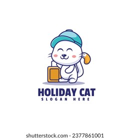 Holiday Cat Mascot Character Logo Design