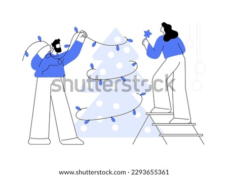 Holiday celebration abstract concept vector illustration. Holiday greetings, family celebration tradition, seasonal event, friends party, home decoration, having fun together abstract metaphor.
