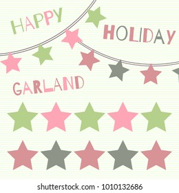 Holiday celebration background with a garland. Christmas and New Year design