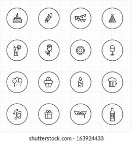 Holiday  celebration with circle line icons and white background