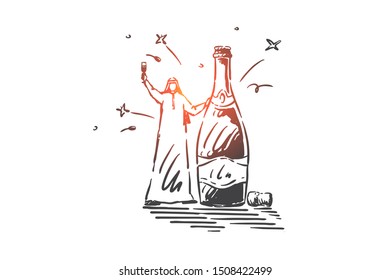 Holiday celebration concept sketch. Hand drawn isolated vector