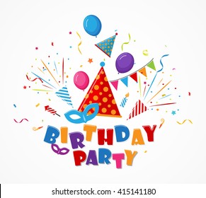 Holiday celebration with confetti and party icons