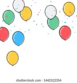 Holiday celebration emblem with party and ribbon balloons vector illustration