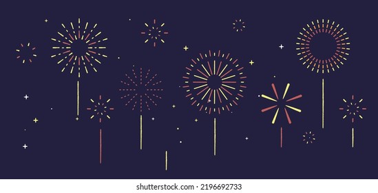holiday celebration panorama with firework show background design.