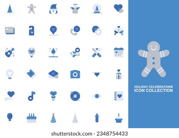 Holiday Celebrations icon vector set. Holiday Celebrations icon set. Holiday Celebrations flat icon collection. Editable icon vector