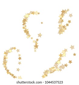 Holiday celestial background. Festive Confetti vector illustration. Scatter of stars. Abstract Dynamic Motion Vector background for celebration decorations, paper packaging, textile design