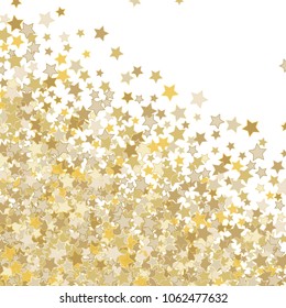 Holiday celestial background. Festive Confetti vector illustration. Scatter of gradient stars. Abstract Dynamic Motion Vector background for celebration decorations, paper packaging, textile design.
