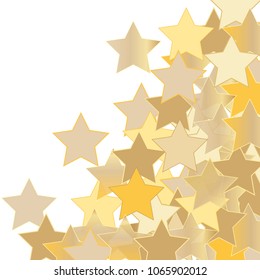Holiday celestial background. Festive Confetti vector illustration. Scatter of gradient stars. Abstract Dynamic Motion Vector background for celebration decorations, paper packaging, textile design.
