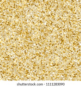 Holiday celestial background. Festive Confetti Vector illustration. Scatter of gradient golden glittering stars. Abstract Dynamic Vector backdrop for celebration decorations, packaging, textile design