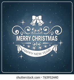 Holiday Chalk Poster Merry Christmas And Happy New Year Concept Retro Greeting Card Vector Illustraion