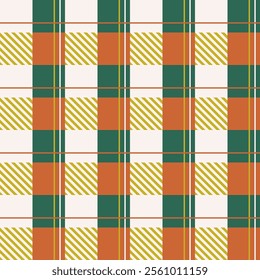 Holiday checkered seamless pattern. Minimalistic geometric background. Tartan style print resembling festive Xmas plaid. Vector illustration.
