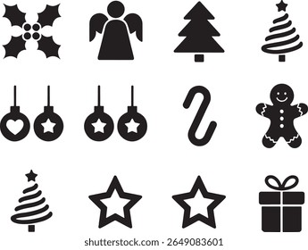 Holiday Cheer Collection A Festive Array of Iconic Christmas Symbols Represented in a Clean and Modern Silhouette Style