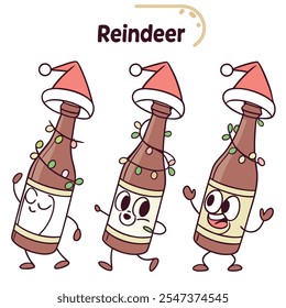 Holiday Cheer: Festive Bottles Dancing Vector Design