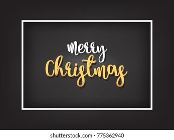 Holiday Cheer lettering on black background. Vector Christmas mistletoe drawing illustration. Happy Holidays greeting card, poster template.
