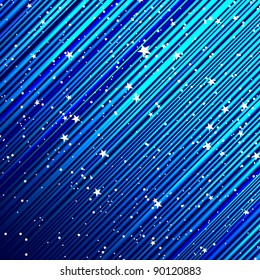 Weihnachtshintergrund mit blauen Rochen, Schneebällen und Sternen