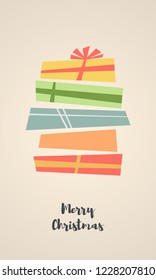 Holiday Christmas background with a gift boxes. Vector Illustration.  Flat style vector concept.