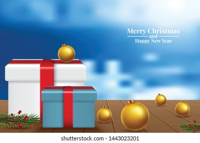 Holiday Christmas background with gift boxes. Vector illustration