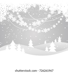 Holiday christmas background with winter landscape. Vector illustration