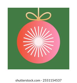 Holiday christmas ball ornament.Christmas and Happy New Year decor.Festive vector symbol in red,gold,green colors.Holiday design for branding,emblems,invitations,prints,smm,covers