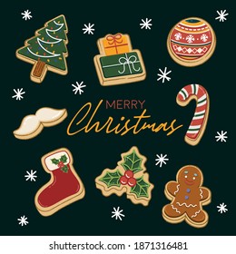 Holiday Christmas cookies icon collection