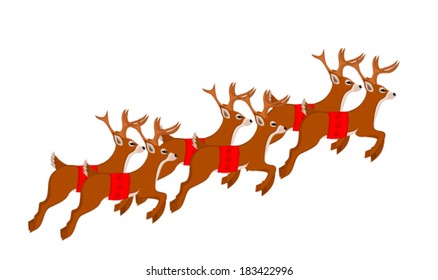 Holiday Christmas Deers with Santa illustration