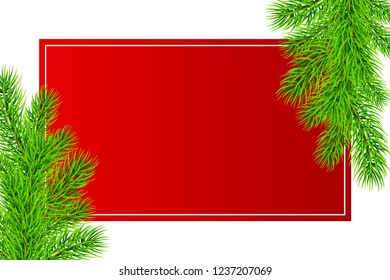 Holiday Christmas frame with fir tree branches. Template for a banner, poster, invitation. Vector illustration for your design