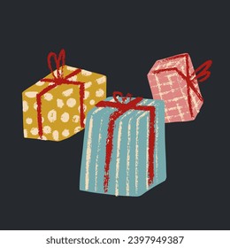 Holiday and Christmas Gifts. Vector illustration