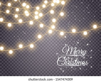 Holiday. Christmas lights isolated on transparent background. Vector illustration