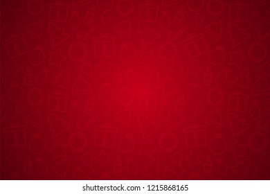 Holiday Christmas red background with icons and copy space. Template for a banner, poster, shopping, discount. Vector illustration for your design