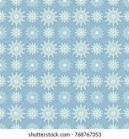 Holiday Christmas seamless pattern with snowflakes. New year vintage background texture. Wallpaper