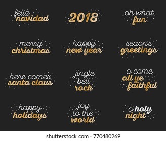 Holiday Christmas Song New Year Vector Text Set 