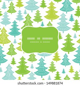 Holiday Christmas trees frame seamless pattern background