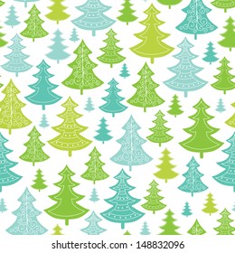 Holiday Christmas trees seamless pattern background