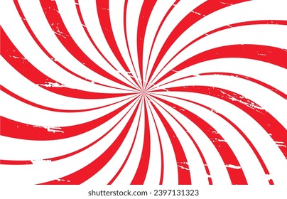 Holiday Christmas vector background. Grunge texture. Candy cane, lollipop pattern. New Year sweet background.