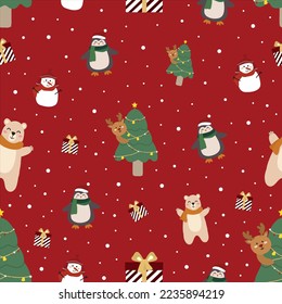 holiday and christmas vibes seamless pattern flat illustration