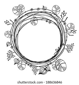 Holiday circle floral frame isolated on a white background. Summer. Flowers. Circlet. Wreath - vector 