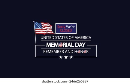 Holiday Closure Memorial Day Announcement with Patriotic USA Flag