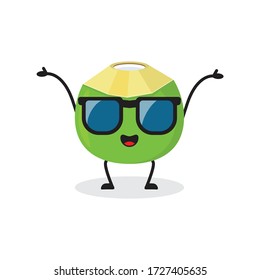 holiday coconut fruit cute character mascot vector design