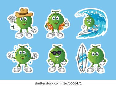 Holiday Coconut mascot Cartoon set