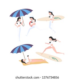 Holiday collection of people on the beach
