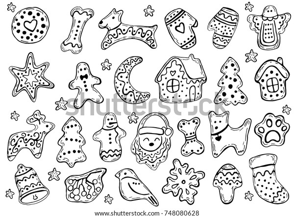 Holiday Collection Set Christmas Cookies Snowman Stock Vector (Royalty ...