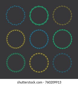 Holiday collection of vector graphic circle frames. Wreaths for Christmas design