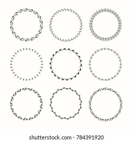 Holiday collection of vector graphic circle frames. Wreaths for Christmas design