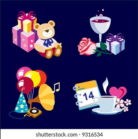 Holiday. Color set of icon for web. Vector illustration