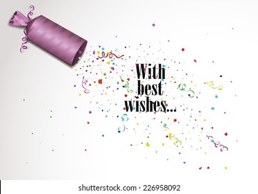 Holiday colorful background with petard and confetti