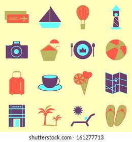 Holiday colorful icons on light background, stock vector
