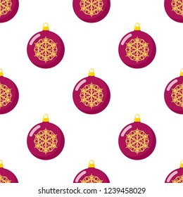 Holiday colorful seamless pattern. Background with christmas balls. Template for design of wallpaper, gift paper, textile covers, backgrounds, greeting cards. Vector illustration.