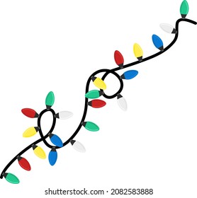 Holiday colorful shining garland decoration vector illustration. Traditional christmas lights for house decorations.