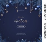 holiday concept banner composed of elements of christmas graphic sources. magical background with blue color illustration. winter season design for web page, promotion, print. vector design of eps 10.